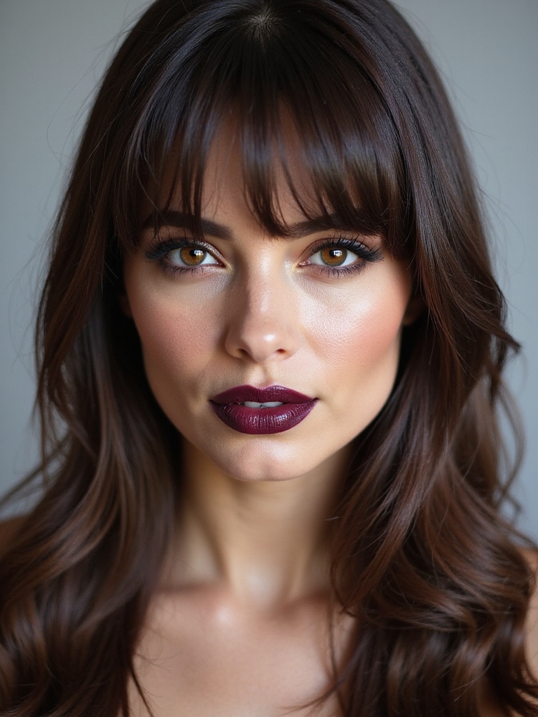 feathered side swept bangs framing