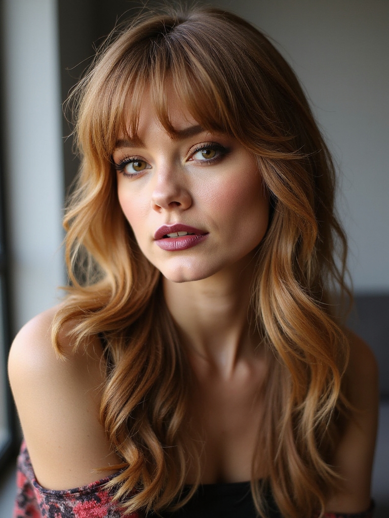 feathered side swept temple wisps