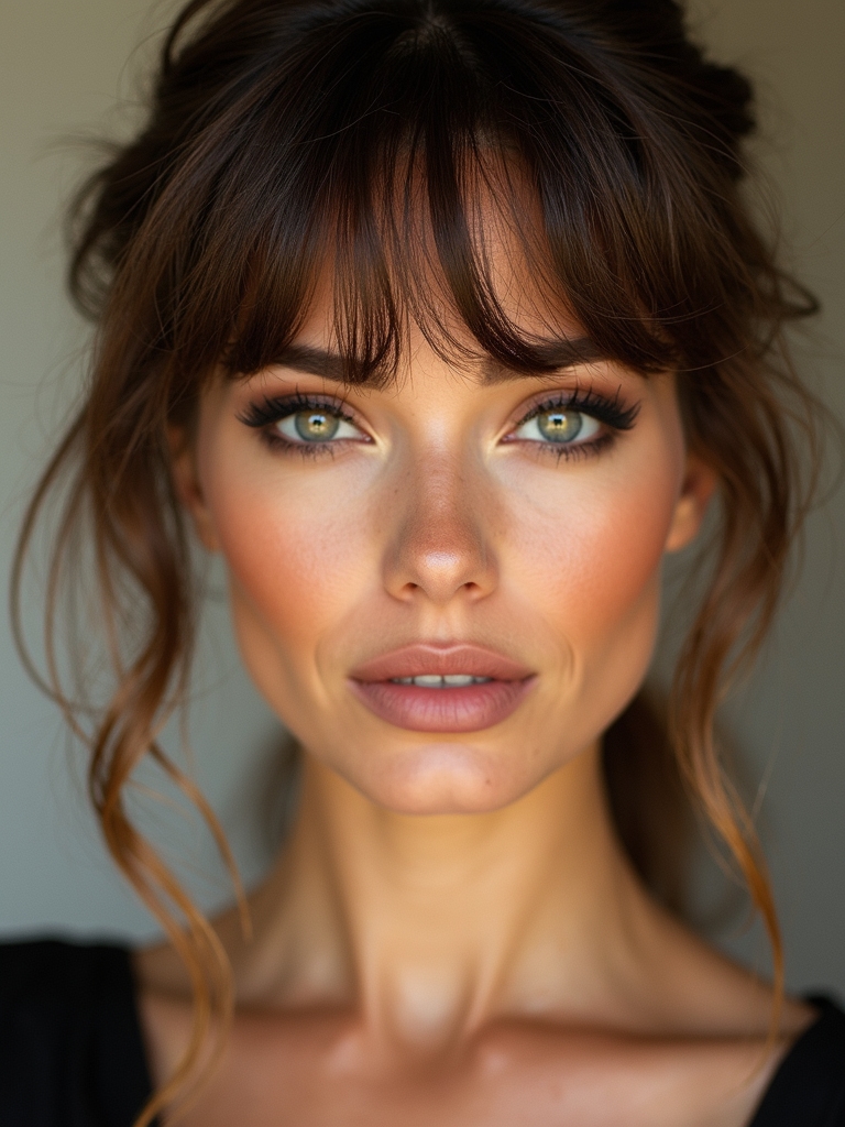 feathered wispy bangs airy