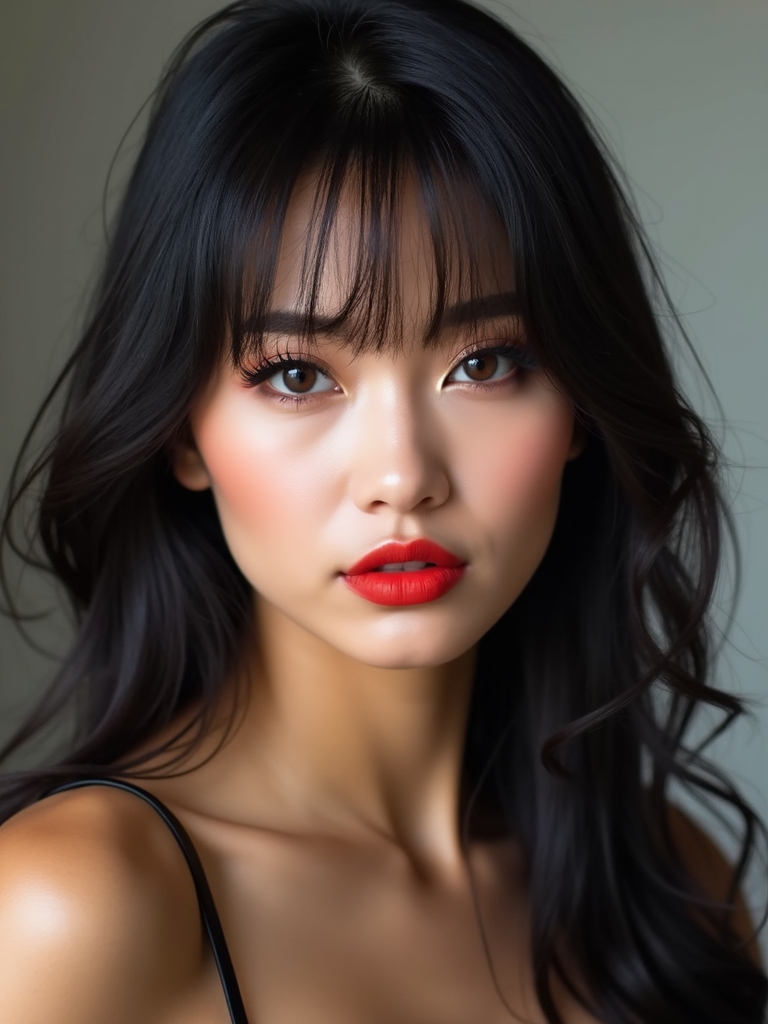 feathered wispy bangs framing layers