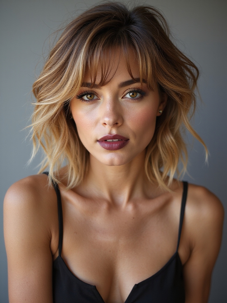 feathered wispy side bangs