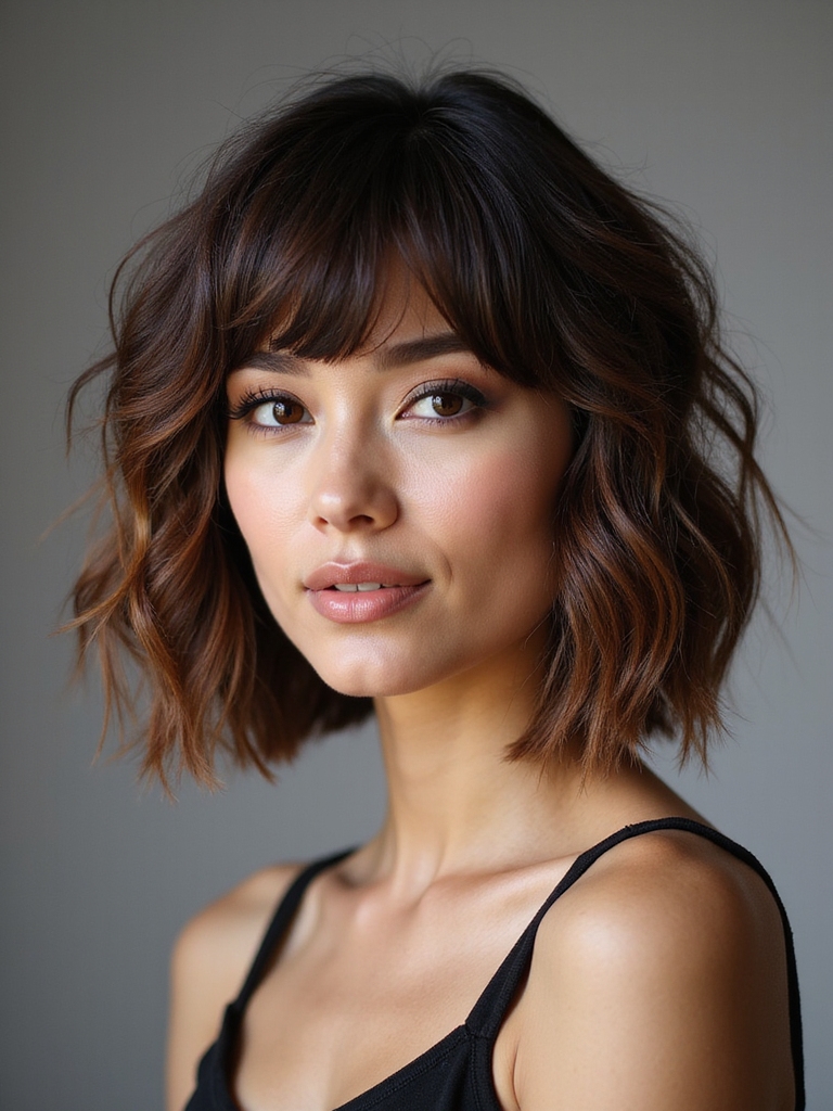 feathered wolfcut with fringe