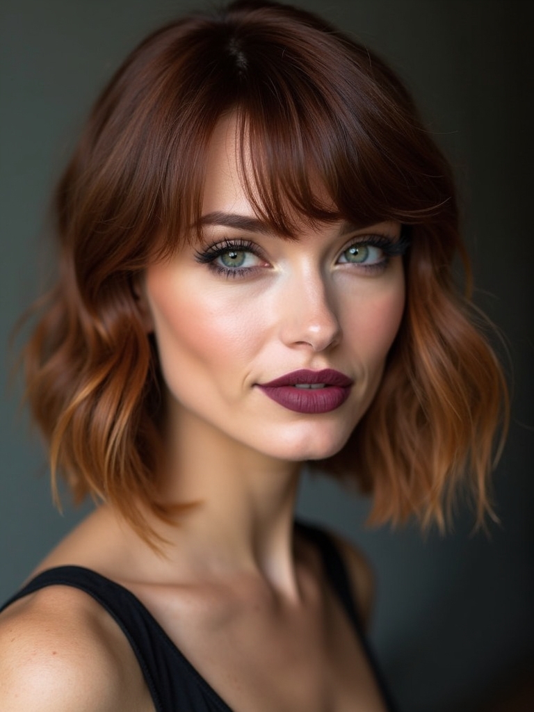 feathery bangs soften blunt lob