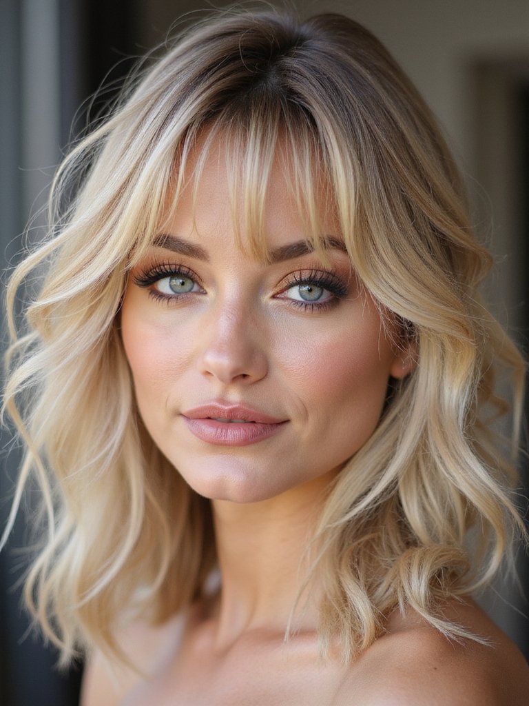 feathery wispy bangs textured