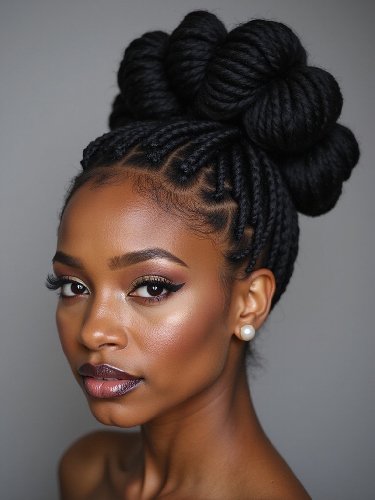 feed in cornrow updo