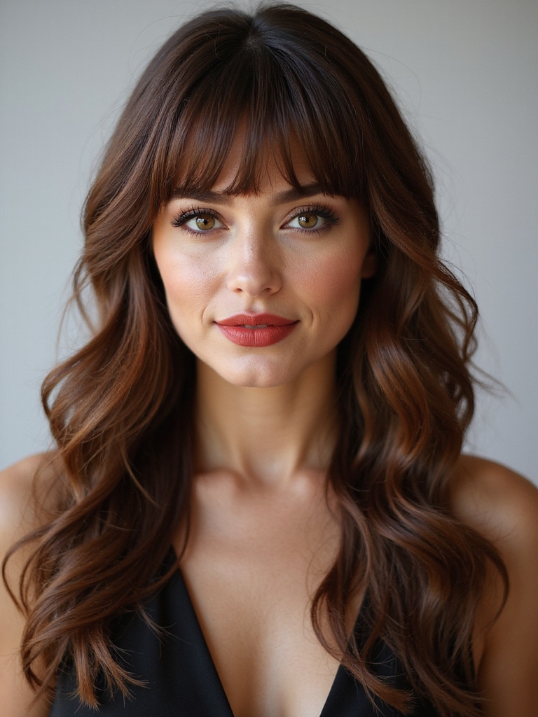 flattering face framing layered bangs