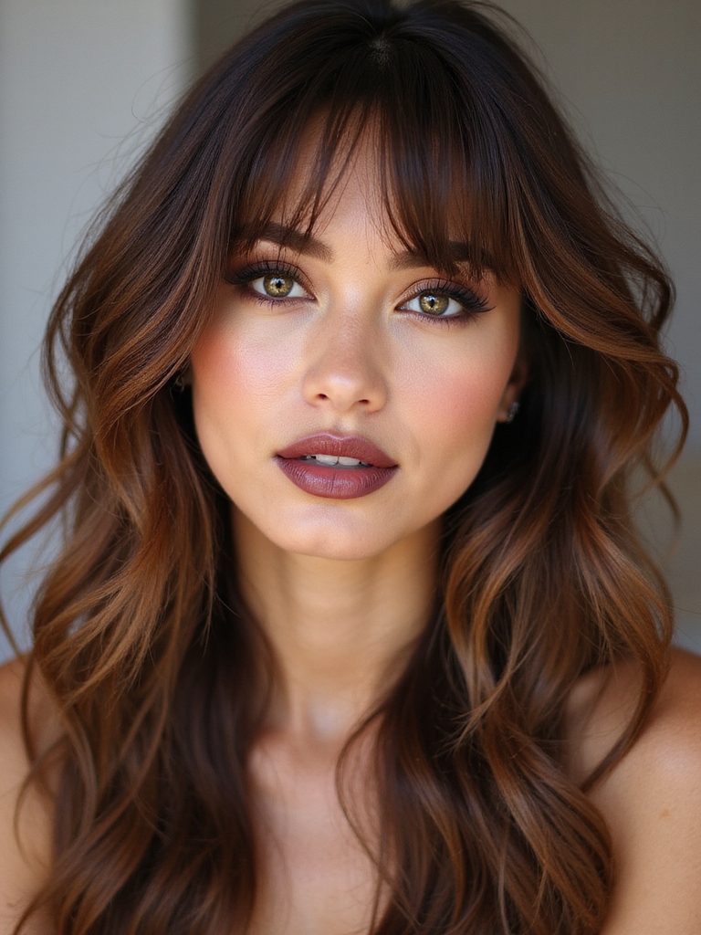 flirty face framing feathered bangs