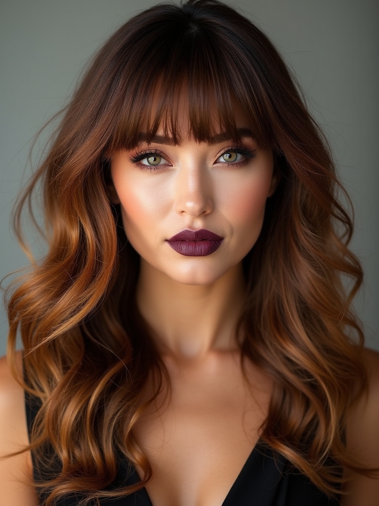 flowing layered curtain bangs