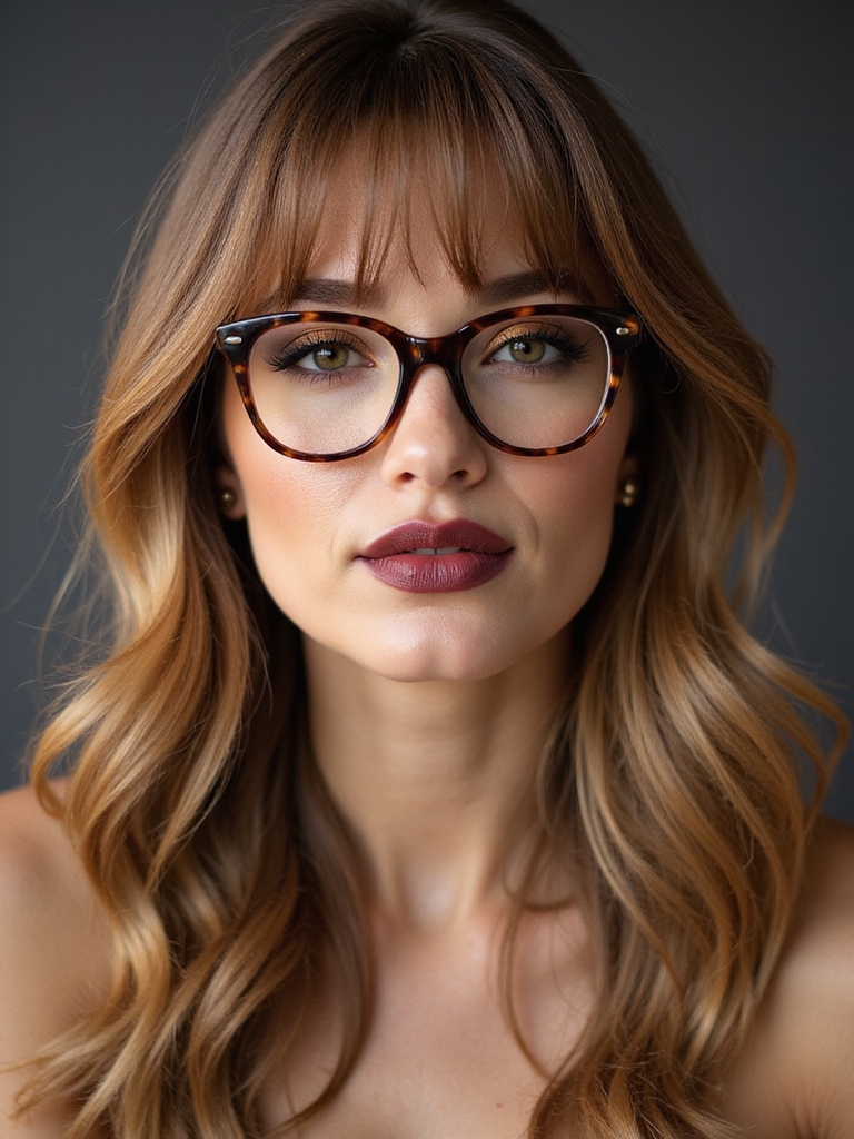 frame shape complements bangs