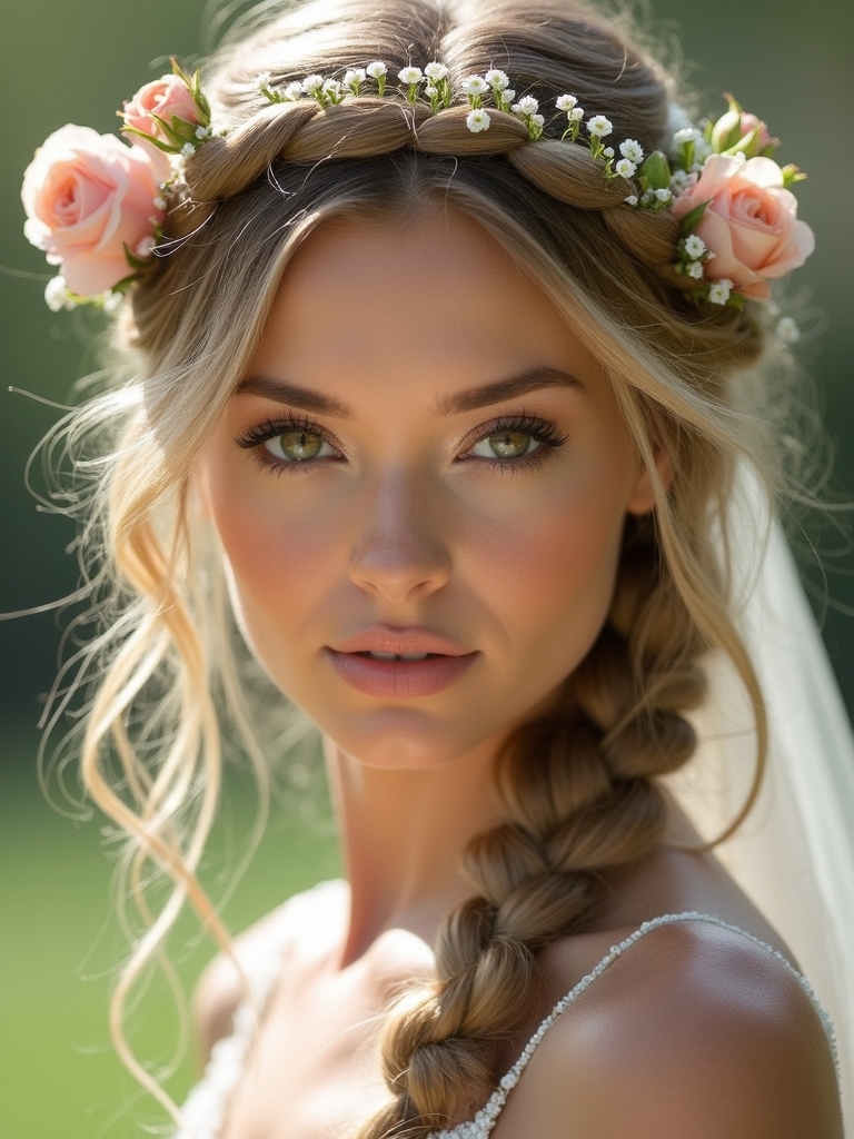 fresh bloomed whimsical braided hairstyle
