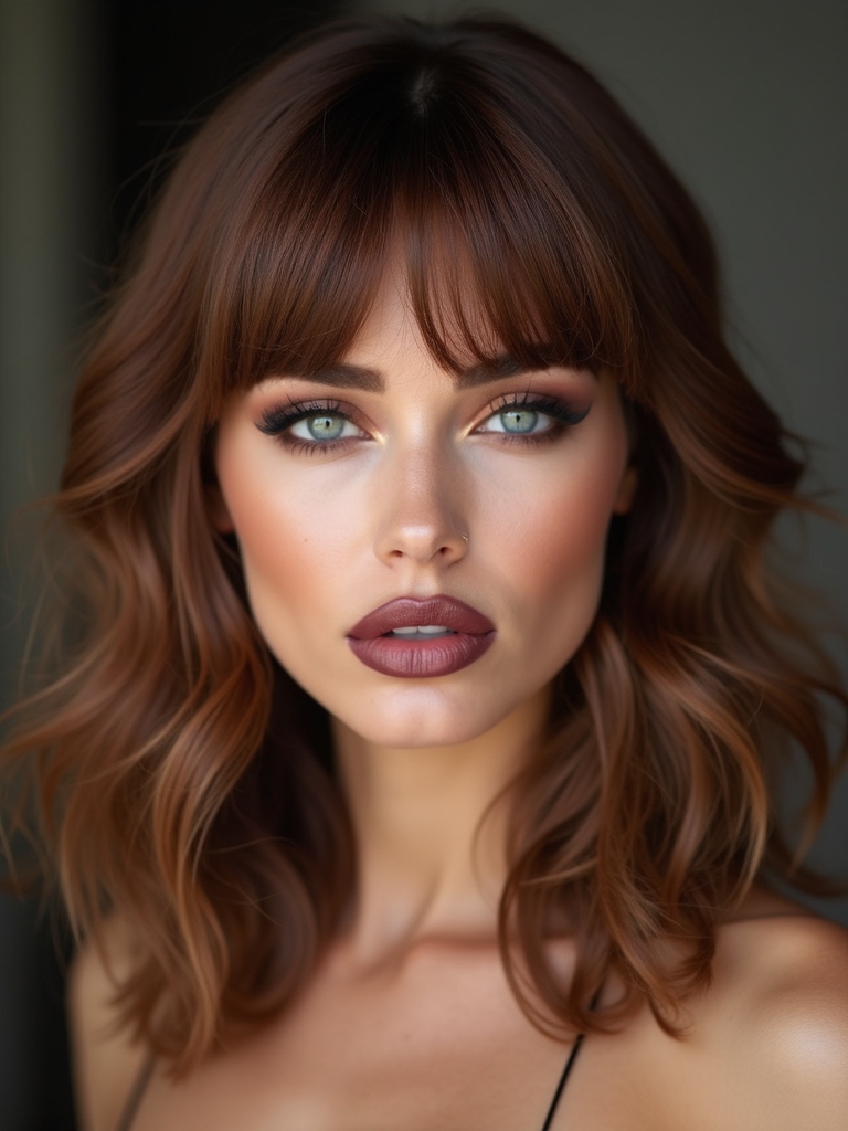 gently styled flowy curtain bangs