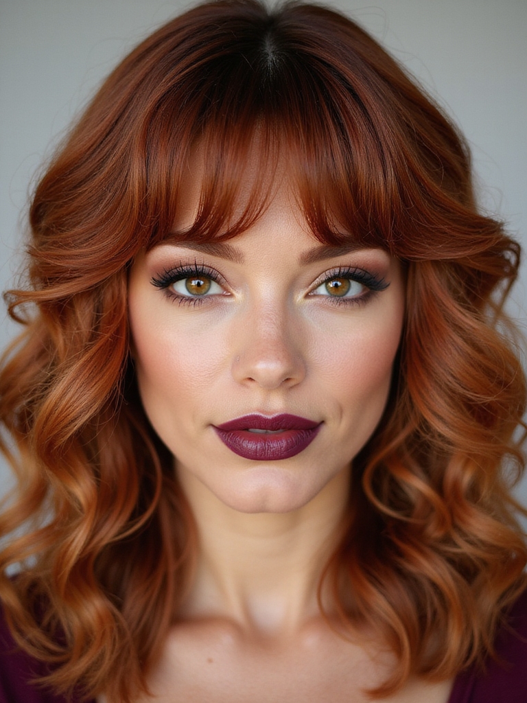 glamorous accessorized curtain bangs