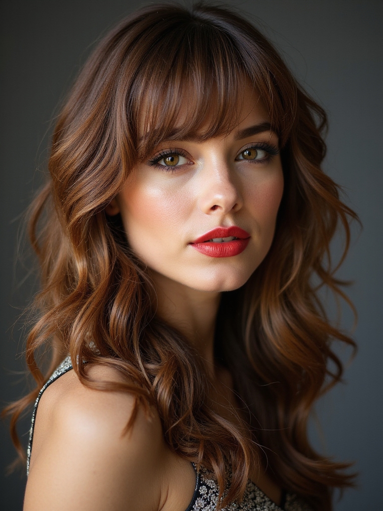 glamorous long hair with side bangs