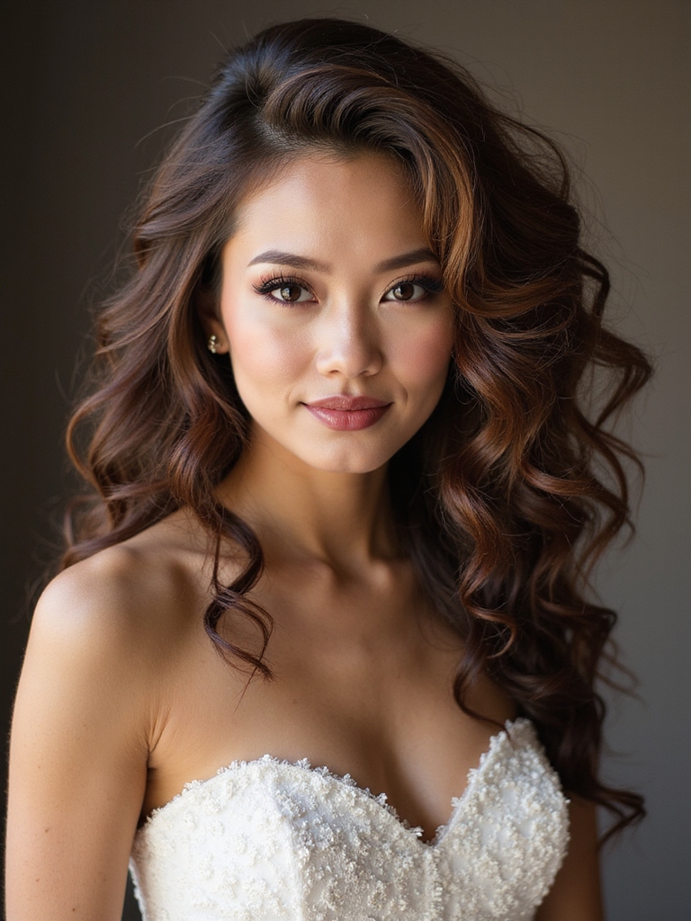 glamorous soft side swept curls