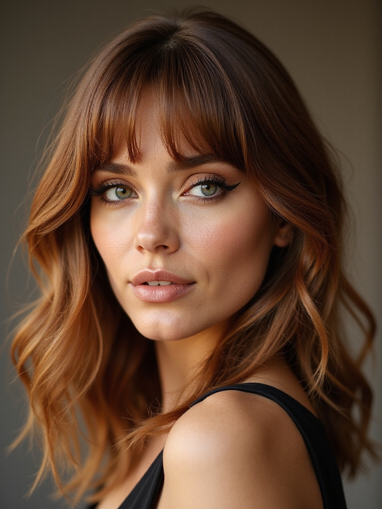 gloss boosting shoulder length curtain bangs