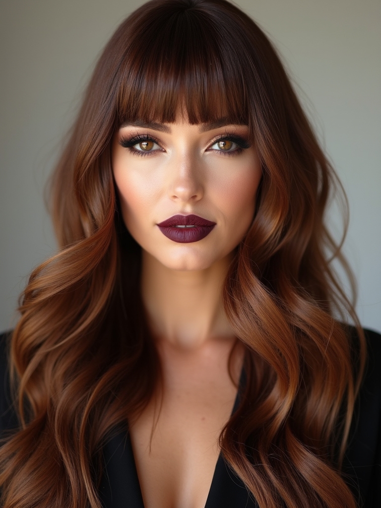 glossy center part with fringe