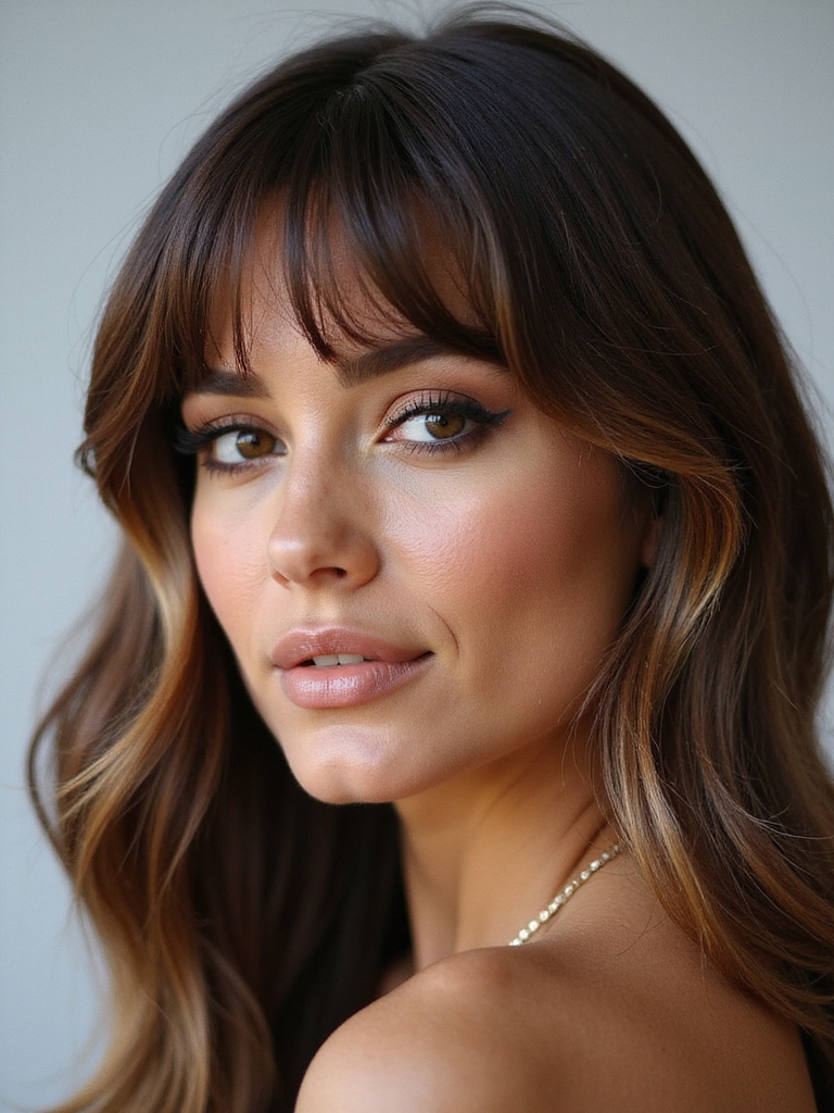 glossy polished side bangs