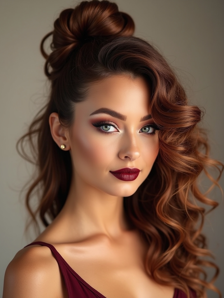 half up curly bun vibe