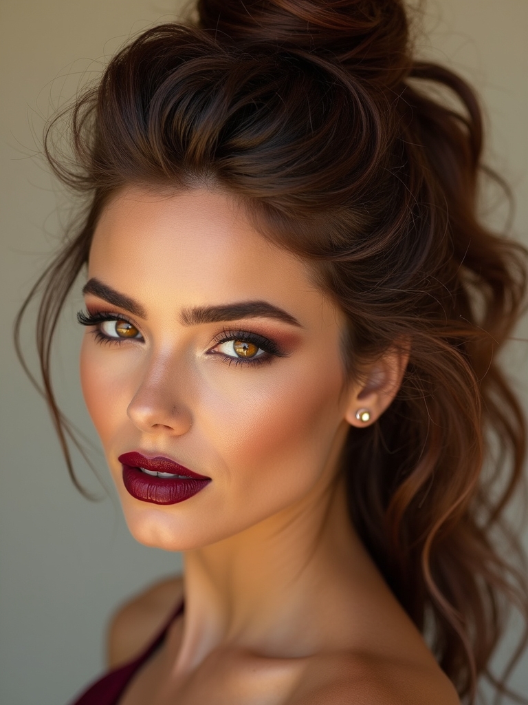 half up teased top knot