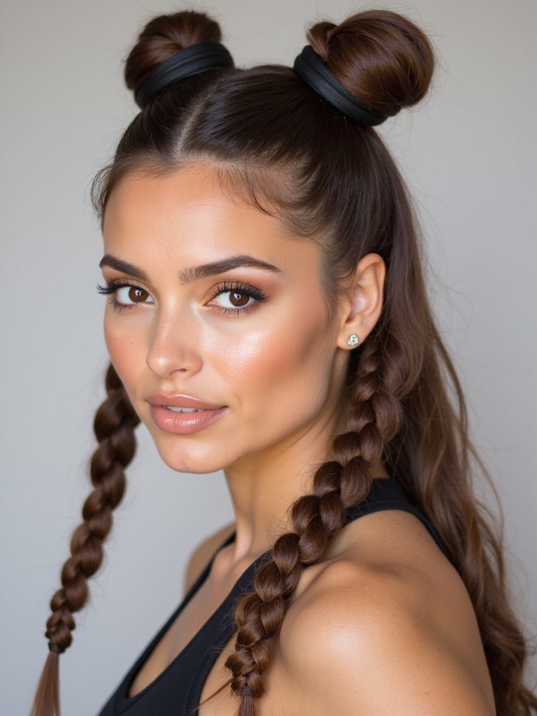 high braided sporty ponytail