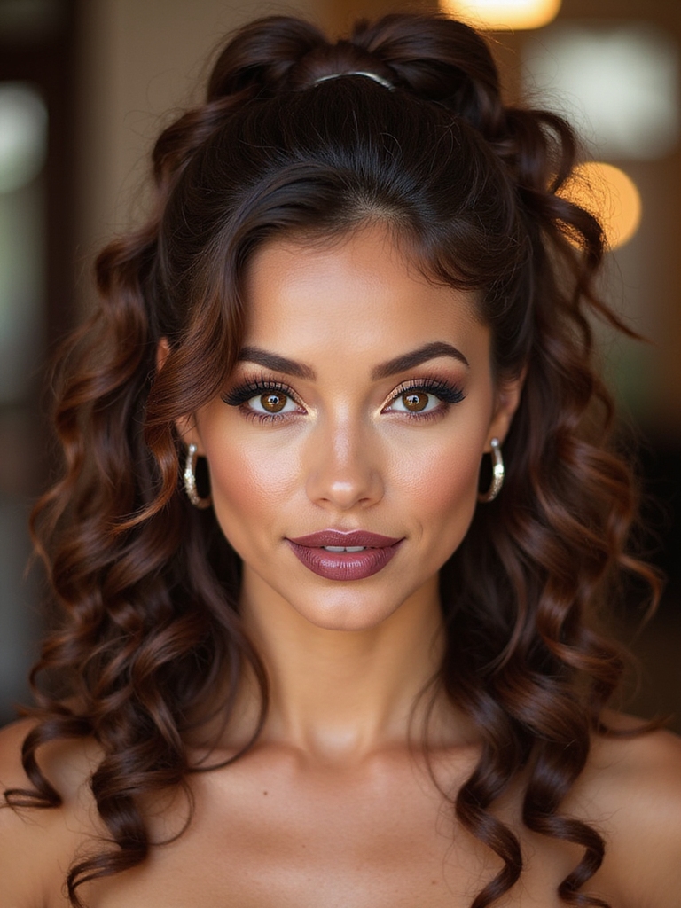 high drama textured curly ponytail