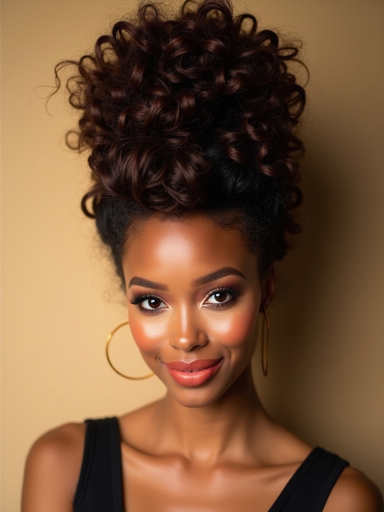 high pineapple for curls