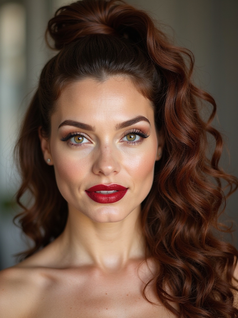 high pony defined ringlets