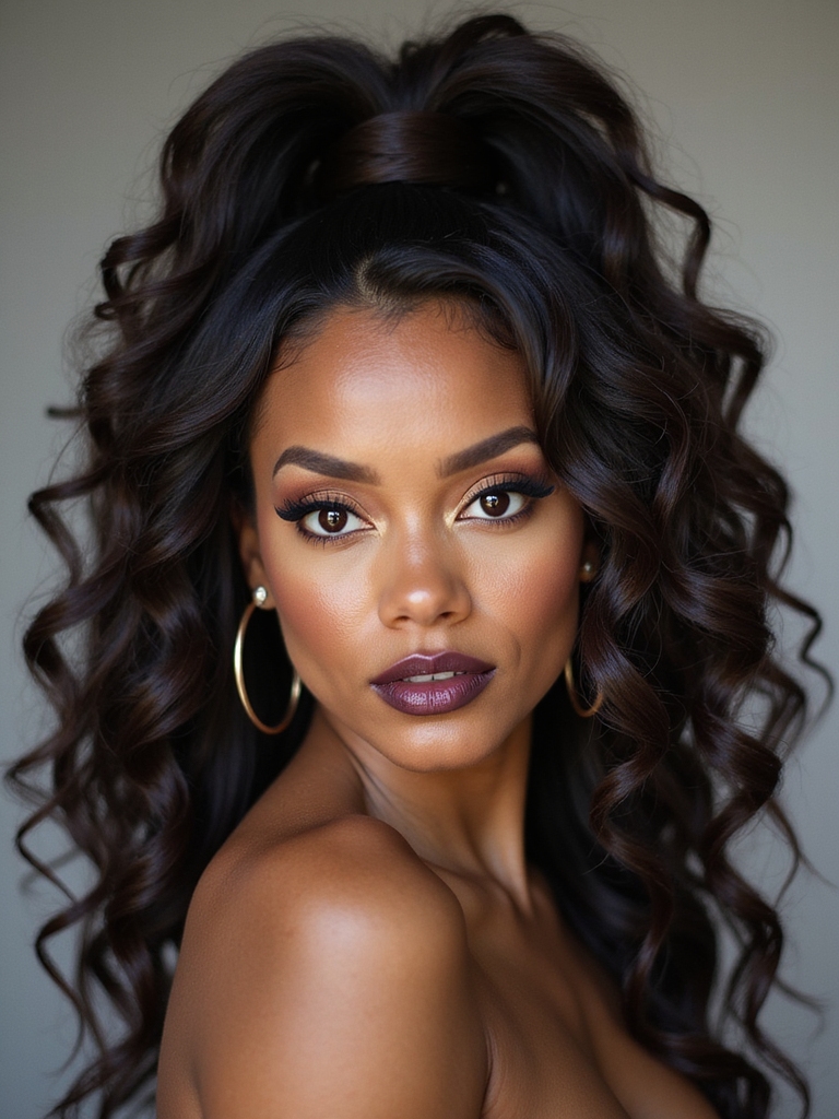 high ponytail with wrapped base