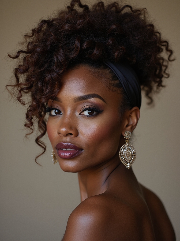 high puff with scarf