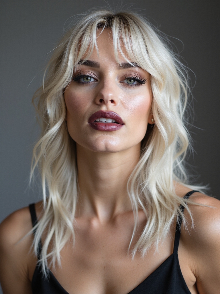 icy beige blonde fringe