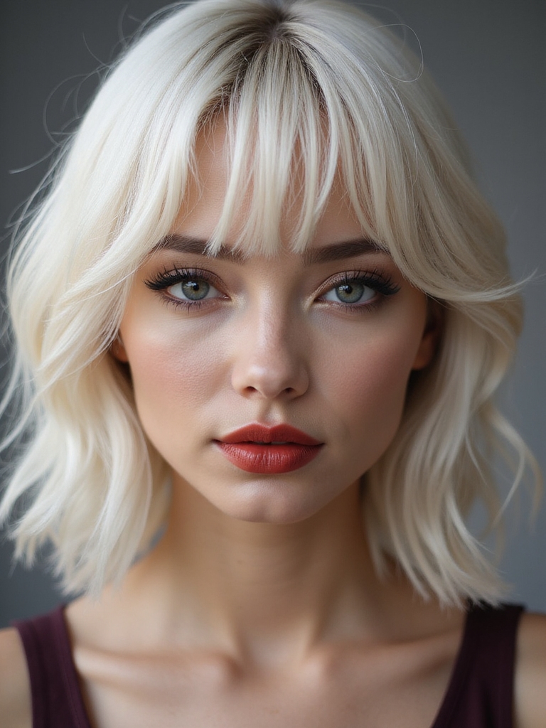 icy platinum wispy bangs