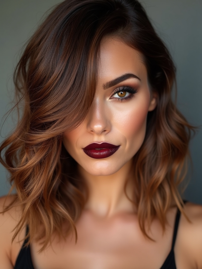 intentional grown out side bangs