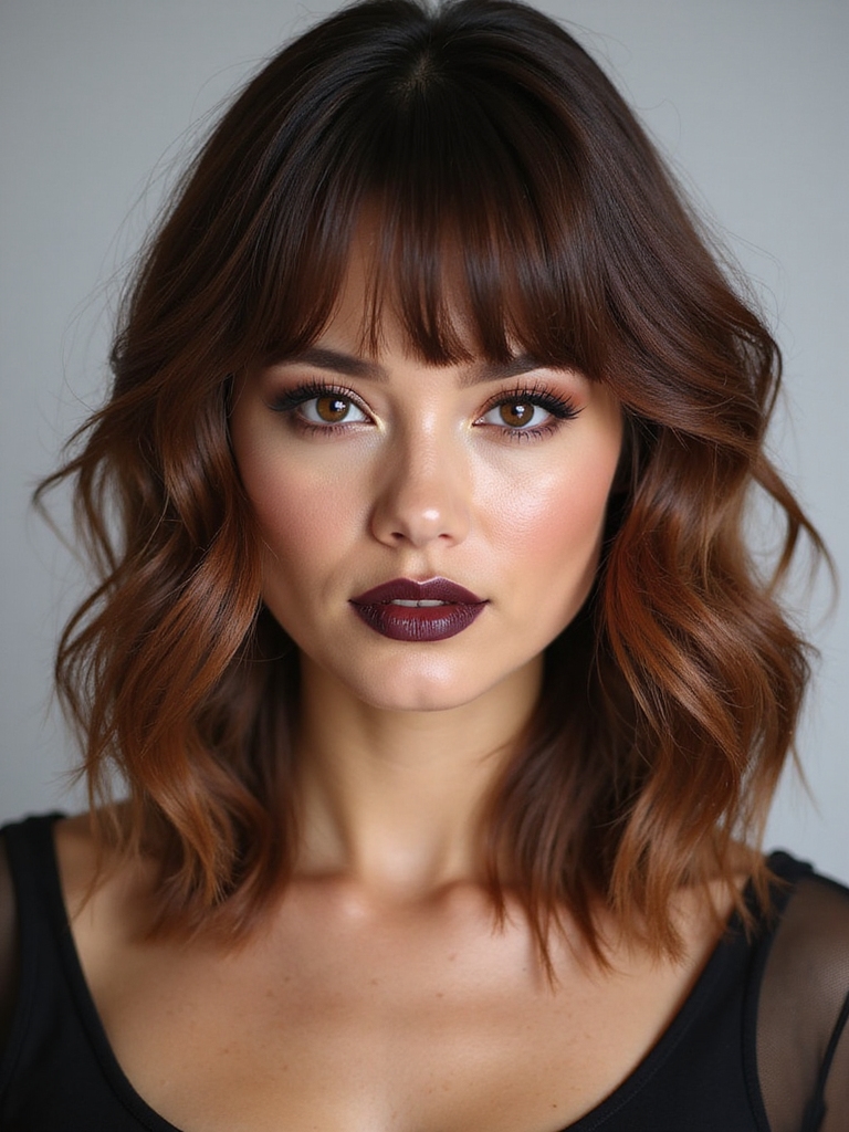 layered bangs blended mid length