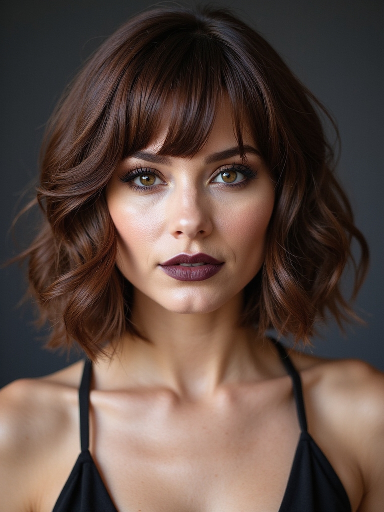layered bob with curtain bangs