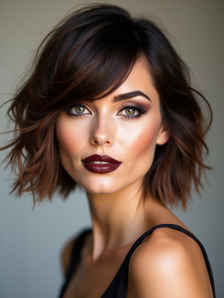 layered bob with feathers