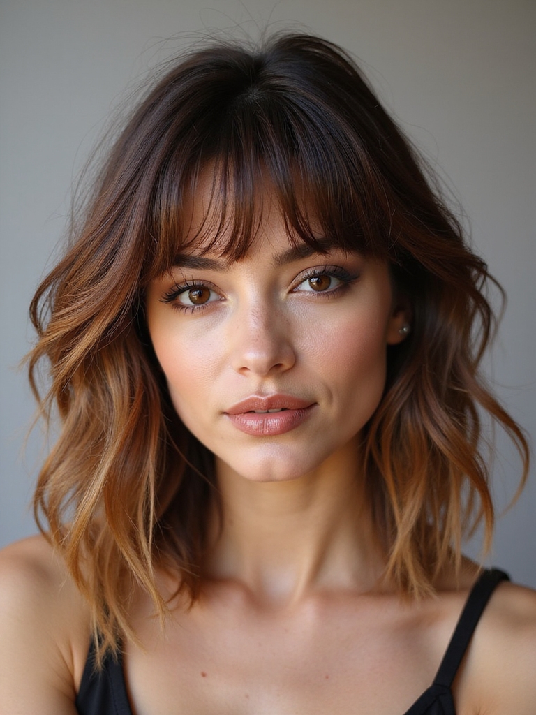 layered cut with wispy bangs