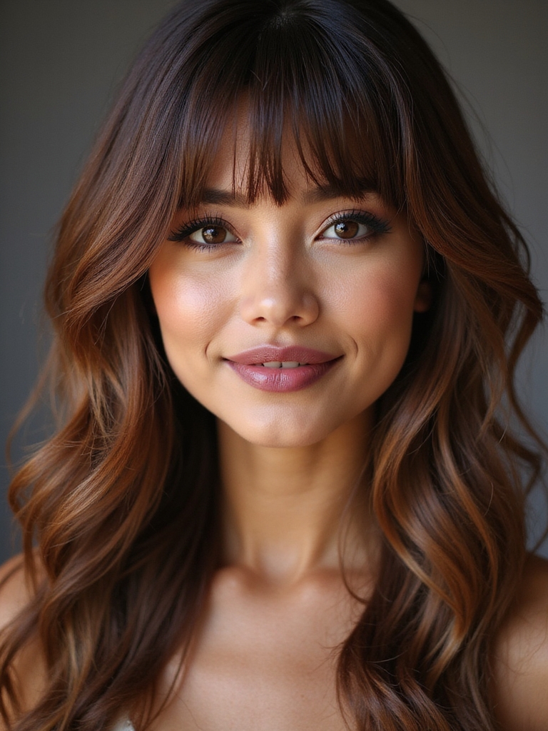 layered face framing feathered bangs