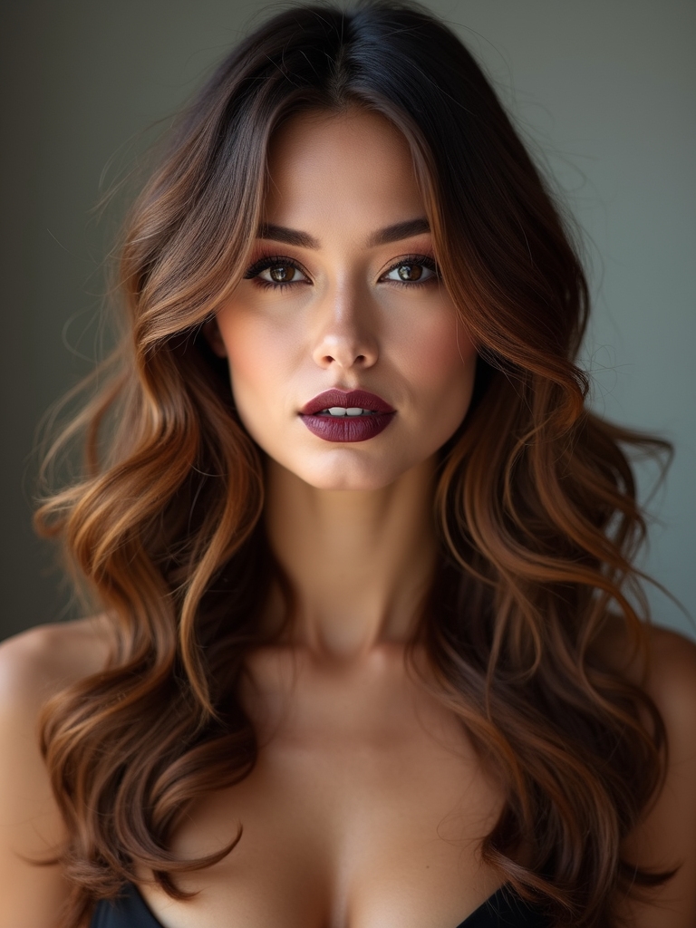 layered hair with side fringe
