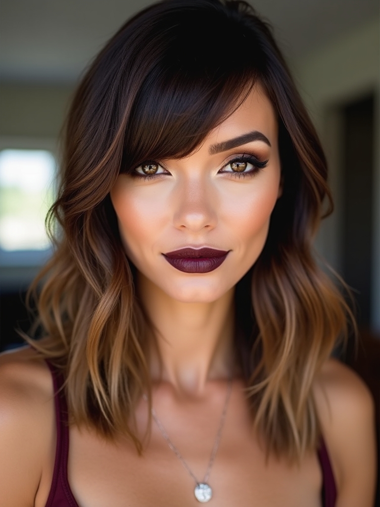 layered lob with sidebangs