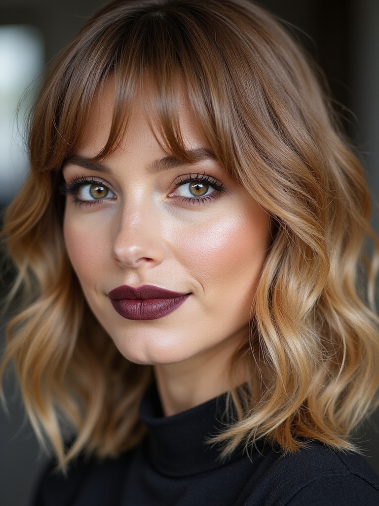 layered lob with sidebangs