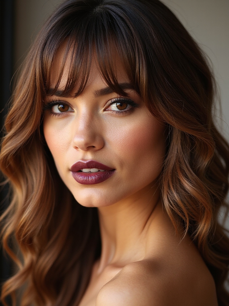 layered side bangs day to night