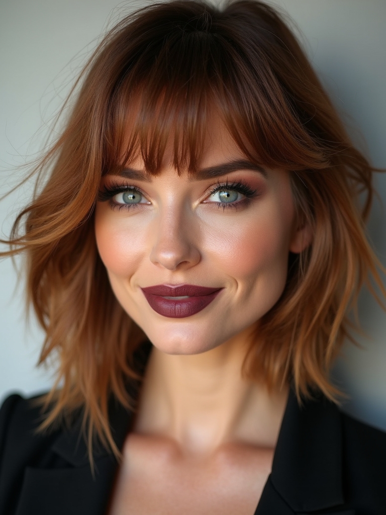 layered side bangs soft movement