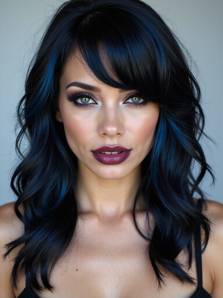 layered side swept textured bangs