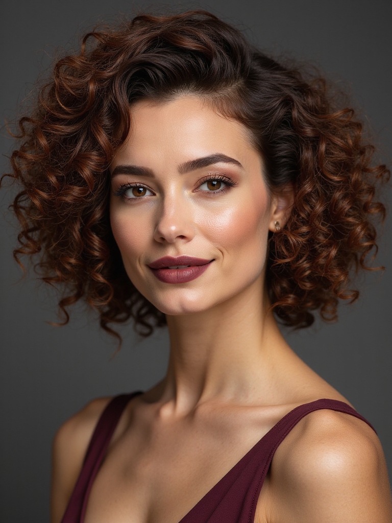 layered voluminous curly bob