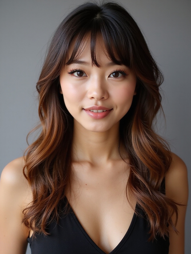 layered wispy bangs lob