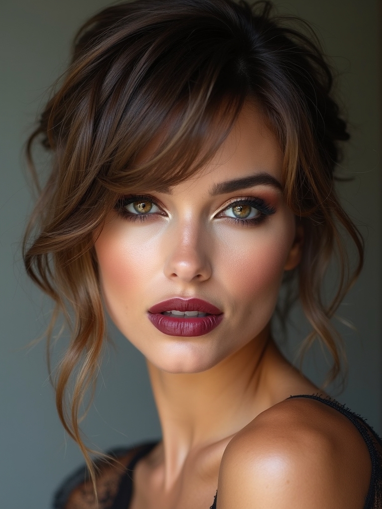 lightweight layered wolfcut with bangs