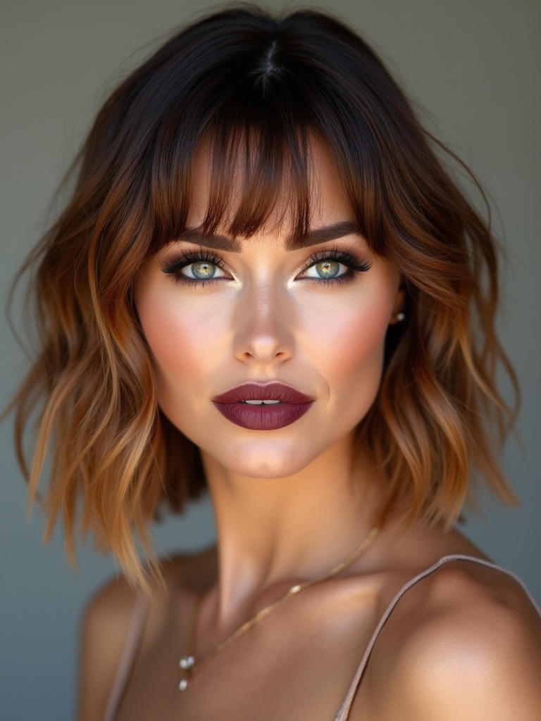 lob with curtain bangs