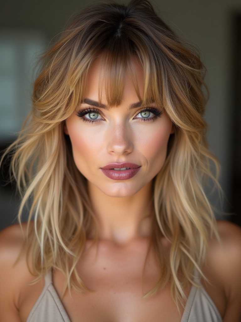 long face framing wispy bangs