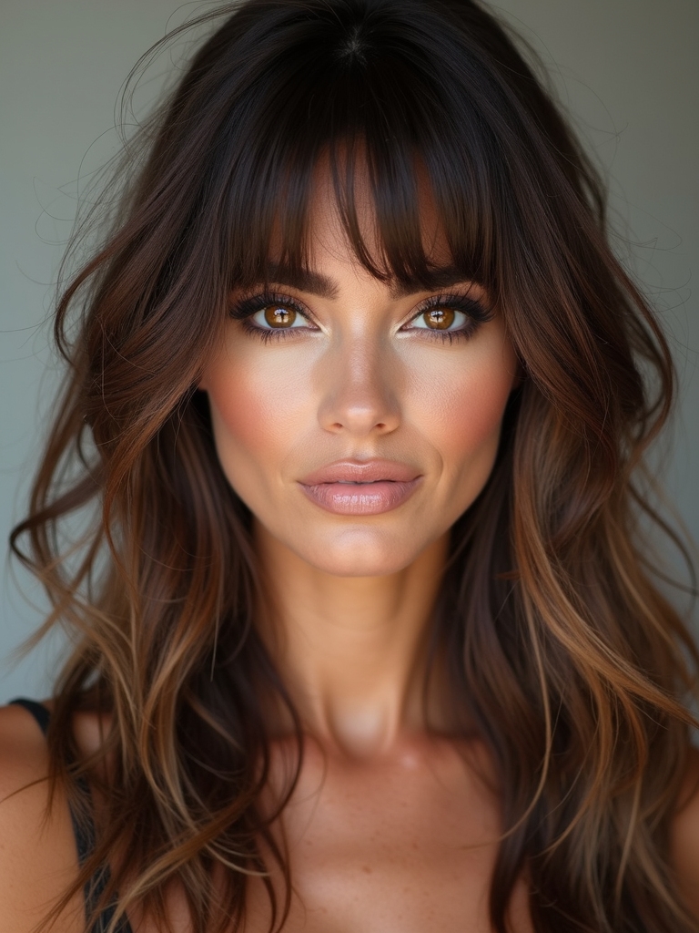 long feathered face framing wisps