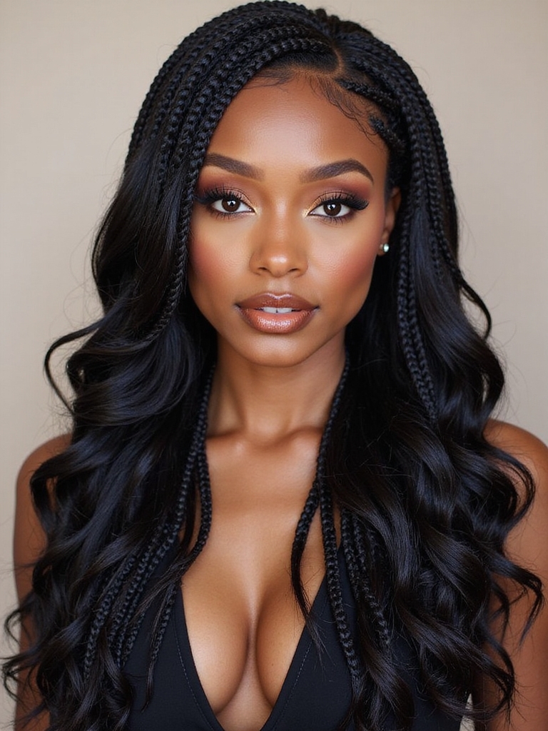 long glam face framing braids